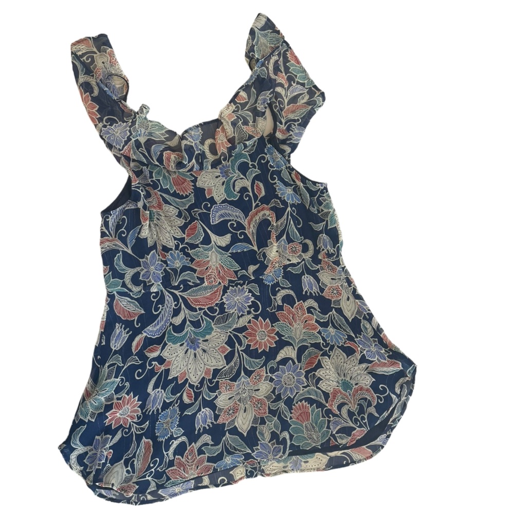Anthropologie Maeve Off The Shoulder Flowy Floral Blouse Ruffle Top Size 14 - Picture 11 of 16